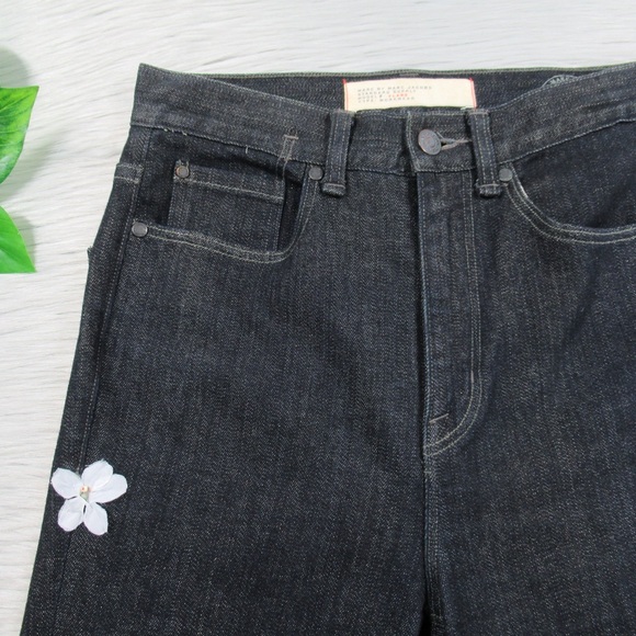 MARC JACOBS Dark Wash Customized Floral Appliqué Bootcut Jeans Women’s Size 26 - Picture 6 of 14